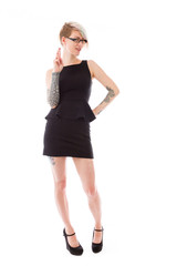 Fototapeta premium model isolated with fingers crossed for luck