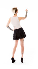 Fototapeta premium model isolated on plain background back pointing