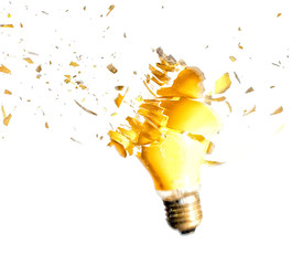  explosion of glass bulbs, suspended pieces and stopped thanks to high speed photography.