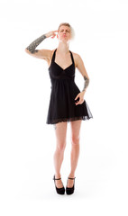 Fototapeta premium model isolated on plain background hand gesture gun