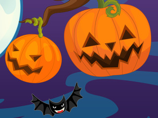 Cartoon happy scene - halloween - illustration for children