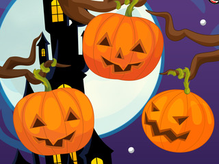 Cartoon happy scene - halloween - illustration for children