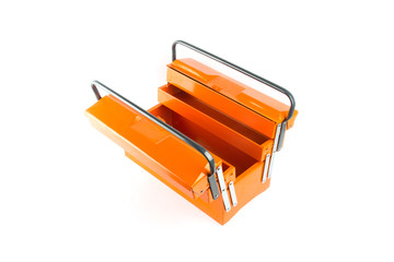 Orange tool box isolated on white background