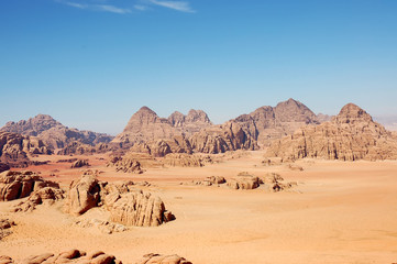 Fototapeta na wymiar Wadi Rum mountain landscape, Jordan