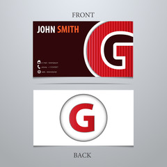 Business card template, letter G