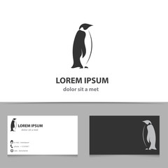 Abstract vector penguin logo design template with business card