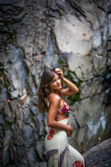 beautiful girl posing in the water