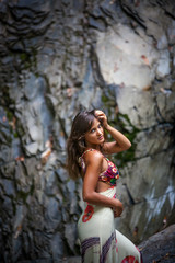 beautiful girl posing in the water