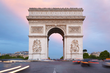 Fototapeta na wymiar Arc de Triomphe in Paris view from Champs Elysees