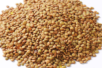 Pile of brown lentils
