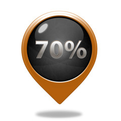 Seventy percent pointer icon on white background