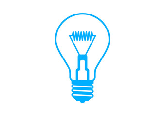 Blue light bulb icon on white background