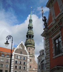 Obraz premium Old Riga with tower of St. Peter's Church (Latvia)