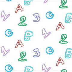 doodle school pattern letters and number