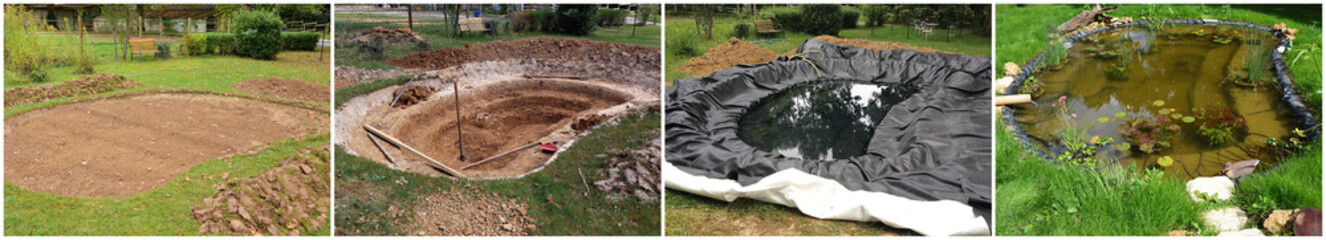 Construction d'un bassin de jardin - 72265414