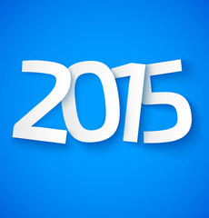 Happy new year 2015 paper text on blue background