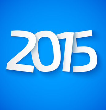 Happy new year 2015 paper text on blue background