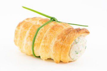 Cannoli with ham mousse and arugula