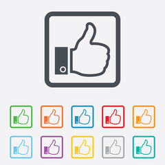 Like sign icon. Hand finger up symbol.