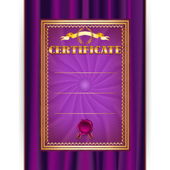 Vector certificate on textile background
