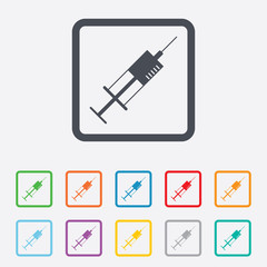 Syringe sign icon. Medicine symbol.