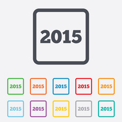 Happy new year 2015 sign icon. Calendar date.