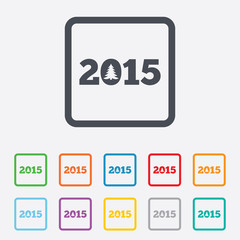 Happy new year 2015 sign icon. Calendar date.