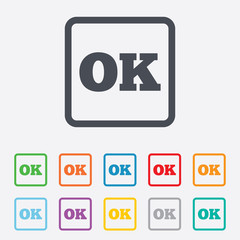 Ok sign icon. Positive check symbol.