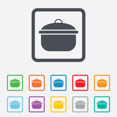Cooking pan sign icon. Boil or stew food symbol.