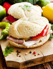 Ham Sandwiches with Vegetables