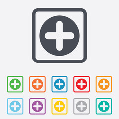 Obraz premium Plus sign icon. Positive symbol.
