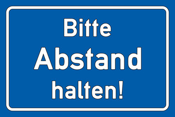 ds7 DiskretionSchild ds-v2 - Bitte Abstand halten - blau g2345