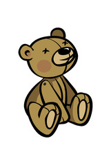 Funny vector cartoon colorfull teddy-bear. Vector illustration