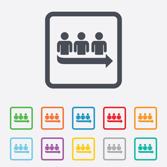 Queue sign icon. Long turn symbol.