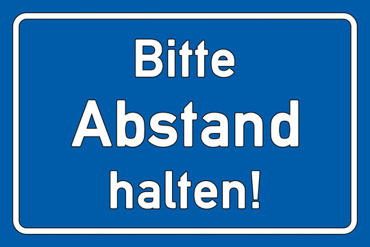 ds7 DiskretionSchild ds-v2 - Bitte Abstand halten - blau g2345