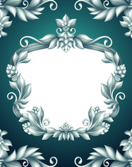 Christmas vintage background, floral frame