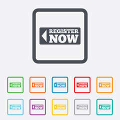 Register now sign icon. Join button symbol.