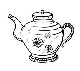 Teapot sketch, vector illustration