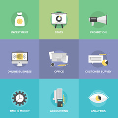 Accounting and investing flat icons