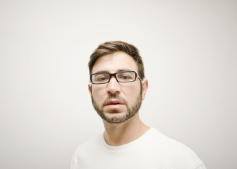 wide angle 30s man portrait