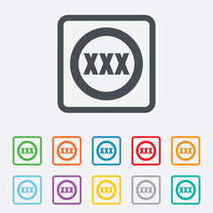 XXX sign icon. Adults only content symbol.