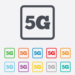 5G sign. Mobile telecommunications technology.
