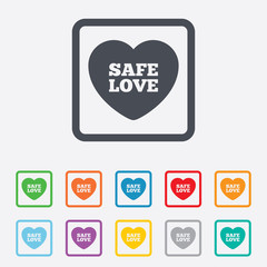 Safe love sign icon. Safe sex symbol.