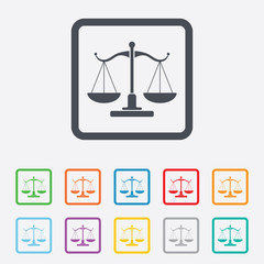 Scales of Justice sign icon. Court of law symbol