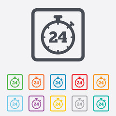 24 hours Timer sign icon. Stopwatch symbol.