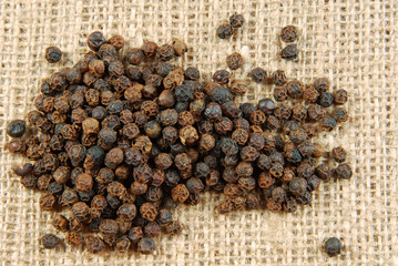 black pepper on hessian fabric