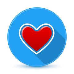 Blue heart icon button with long shadow