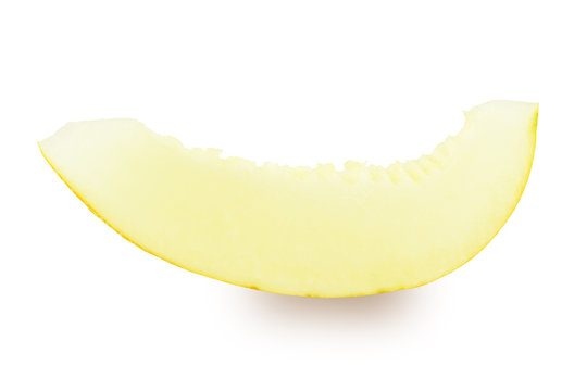 Slice of melon on a white background