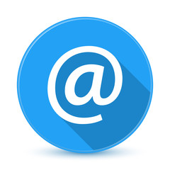 Blue email icon button with long shadow