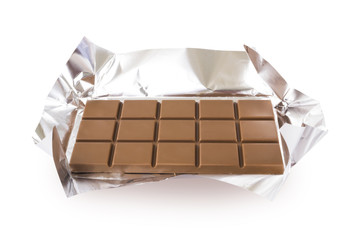 Chocolate bar with foil